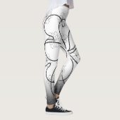 Black on White Chic hart S flower Pattern Leggings (Rechts)