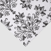 Black on White Elegant Floral Damask Tissuepapier (Detail)