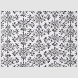 Black on White Elegant Floral Damask Tissuepapier