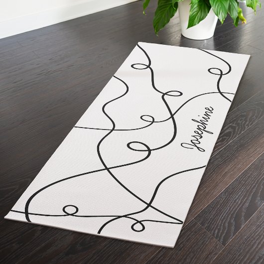 Black On White Geometric Loops Pattern And Name Yogamat