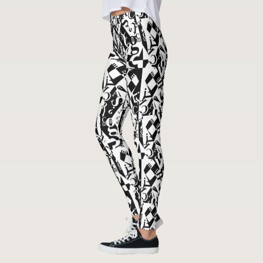 black on white on black leggings (Links)