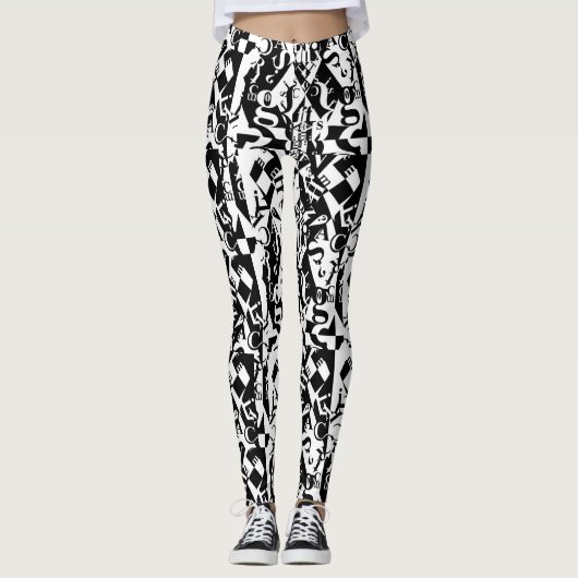 black on white on black leggings (Voorkant)