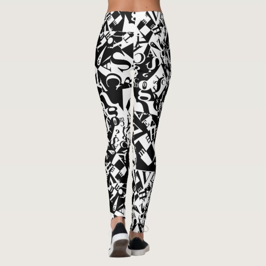 black on white on black leggings (Achterkant)