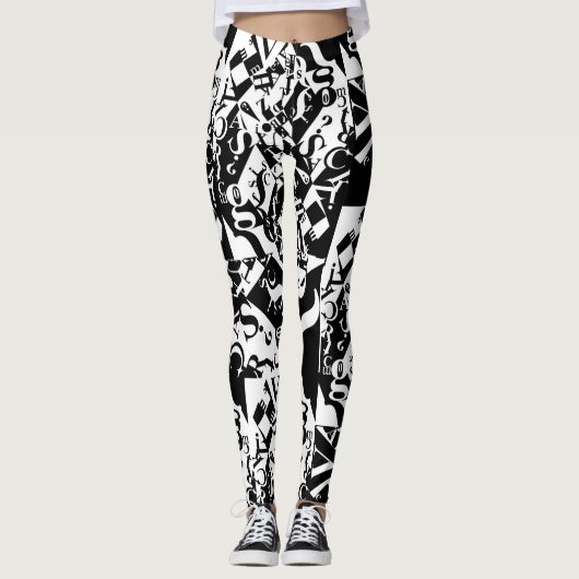 black on white on black leggings (Voorkant)