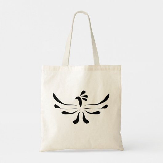Black on white phoenix tote bag (Achterkant)