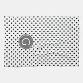 Black on White Polka Dots Grey Accent Theedoek (Horizontaal)