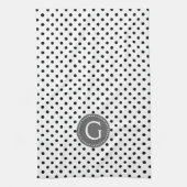 Black on White Polka Dots Grey Accent Theedoek (Verticaal)