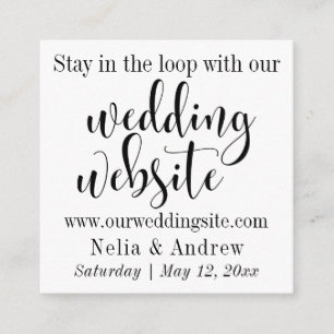 Black on White  Typography Wedding Website Informatiekaartje