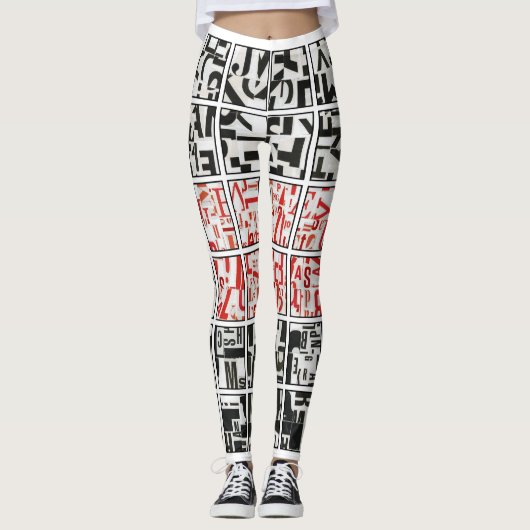 black on white with red leggings (Voorkant)