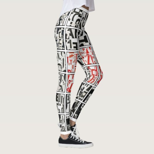 black on white with red leggings (Rechts)