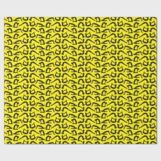 Black on Yellow Yoga Positions Silhouettes Cadeaupapier