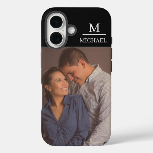 Black One Photo Name and Initial Case-Mate iPhone Case (Achterkant)