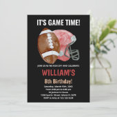 Black One Red Football Birthday-uitnodigingen Kaart (Staand voorkant)