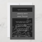 Black Onxy Floral Pattern Sjabloon Wedding Invites Kaart (Voorkant)