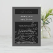 Black Onxy Floral Pattern Sjabloon Wedding Invites Kaart (Staand voorkant)