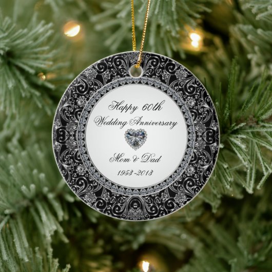 Black Onyx Diamond Wedding Jubileum Keramisch Ornament (Boom)