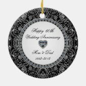 Black Onyx Diamond Wedding Jubileum Keramisch Ornament (Achterkant)