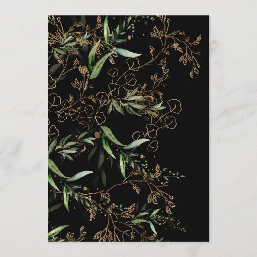 Black Onyx Modern Gold Boho Leafy Vrijgezellenfees Kaart (Achterkant)