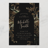 Black Onyx Modern Gold Boho Leafy Vrijgezellenfees Kaart (Voorkant)