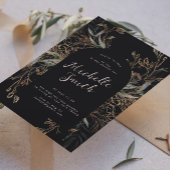 Black Onyx Modern Gold Boho Leafy Vrijgezellenfees Kaart