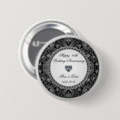 Black Onyx Style Diamond Weddenschap Jubileum Ronde Button 5,7 Cm (Voorkant /achterkant)