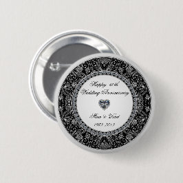 Black Onyx Style Diamond Weddenschap Jubileum Ronde Button 5,7 Cm