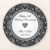 Black Onyx Style Diamond Weddenschap Jubileum Ronde Kartonnen Onderzetter (Voorkant)