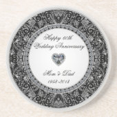 Black Onyx Style Diamond Weddenschap Jubileum Zandsteen Onderzetter (Voorkant)