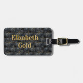 Black Onyx Tiled Pattern Name Monogram Bagagelabel (Voorkant horizontaal)