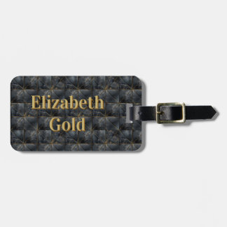 Black Onyx Tiled Pattern Name Monogram Bagagelabel