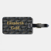 Black Onyx Tiled Pattern Name Monogram Bagagelabel (Achterkant horizontaal)