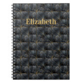 Black Onyx Tiled Pattern Name Monogram Notitieboek (Voorkant)