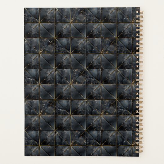 Black Onyx Tiled Pattern Name Monogram Planner (Achterkant)