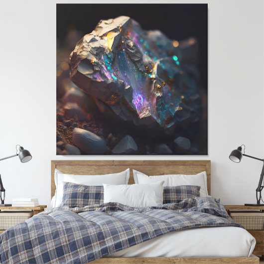Black Opal Ore Macro Canvas (Insitu (Slaapkamer))