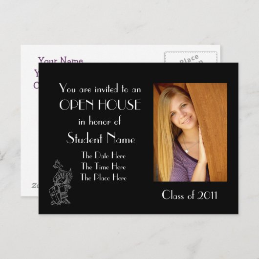 black open house briefkaart (Voorkant / Achterkant)