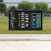 Black Open House Realtor Logo Welkom Spandoek (Insitu)
