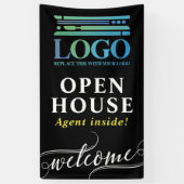 Black Open House Realtor Logo Welkom Spandoek (Verticaal)