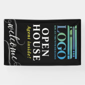 Black Open House Realtor Logo Welkom Spandoek (Horizontaal)