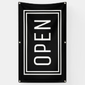 BLACK OPEN SIGN FLAG SPANDOEK (Verticaal)
