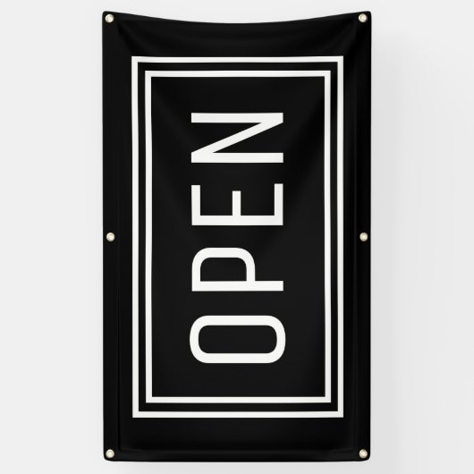 BLACK OPEN SIGN FLAG SPANDOEK (Verticaal)