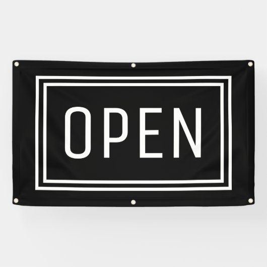 BLACK OPEN SIGN FLAG SPANDOEK (Horizontaal)