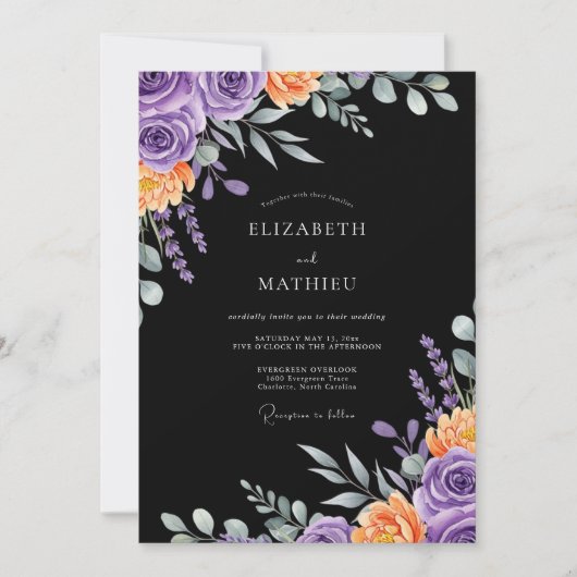 Black Opulent Autumnal Wedding Kaart (Voorkant)