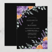 Black Opulent Autumnal Wedding Kaart (Voorkant / Achterkant)