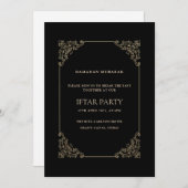 Black Opulent Baroque Frame Script Iftar Party Kaart (Voorkant / Achterkant)