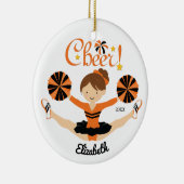 Black & Orang Cheer Brunette Cheerleader Ornament (Rechts)
