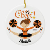 Black & Orang Cheer Brunette Cheerleader Ornament (Voorkant)