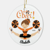 Black & Orang Cheer Brunette Cheerleader Ornament (Links)