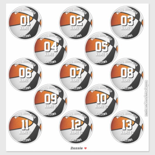 black orange basketball team stickers 13 athletes (Vel)