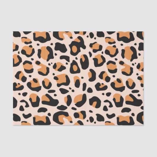 Black Orange Funky Leopard Print Decoupage Tissuepapier (Voorkant)