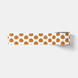 Black Orange Ghost Pumpkin Halloween Satijnen Lint